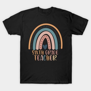 Boho Rainbow Sixth Grade Teacher Kinder Back to School T-Shirt